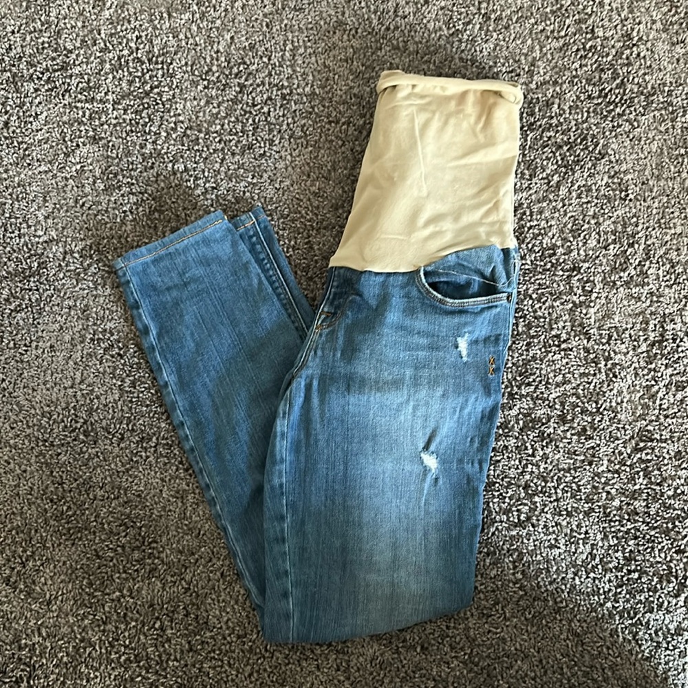 Distressed Over Belly Maternity Jeans, Genetic Denim, Size 0